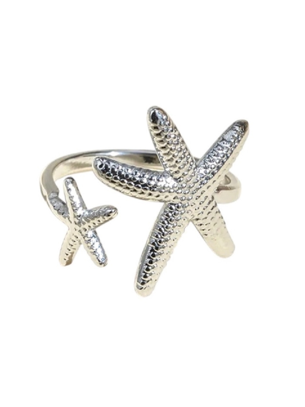 NWOT Silver Starfish Shell Ring 18k Gold plated &stainless Steel